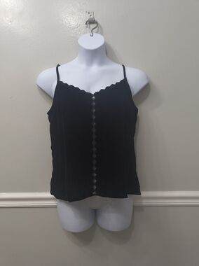 Anthropology Maeve Women's Velvet Diamond Shape Cut Out Cami Black L Gothic